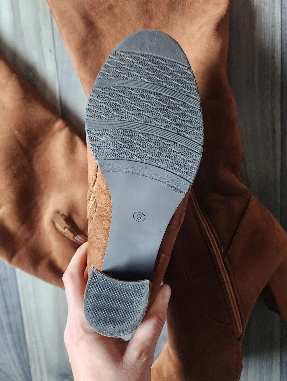 Dream Pairs Women's Tall Chestnut Suede Block Heel Boots
